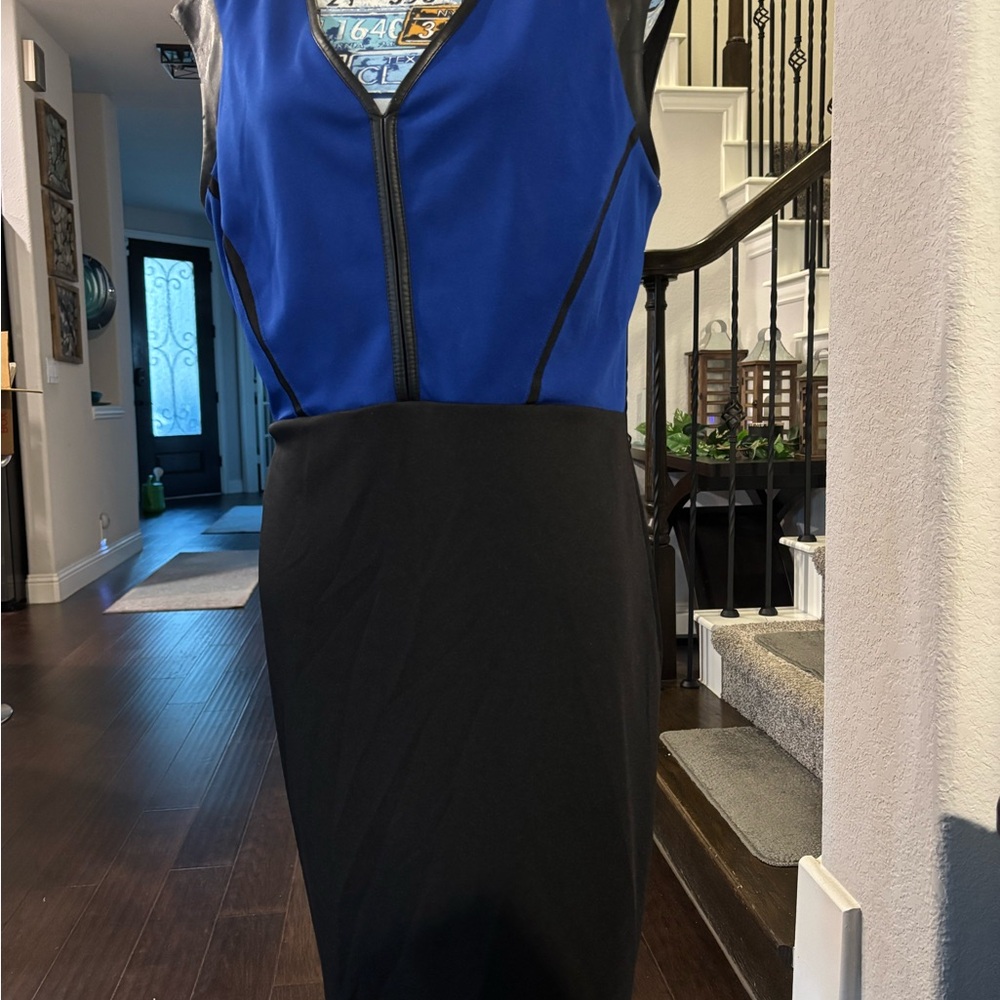 Worthington Blue and Black Midi Dress